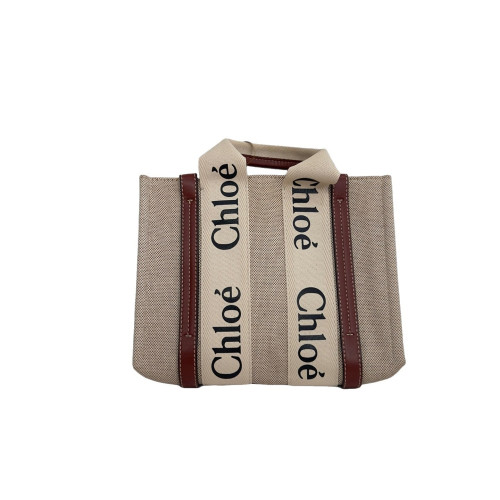 Chloe Tote Bag Canvas Calfskin Beige Brown Black