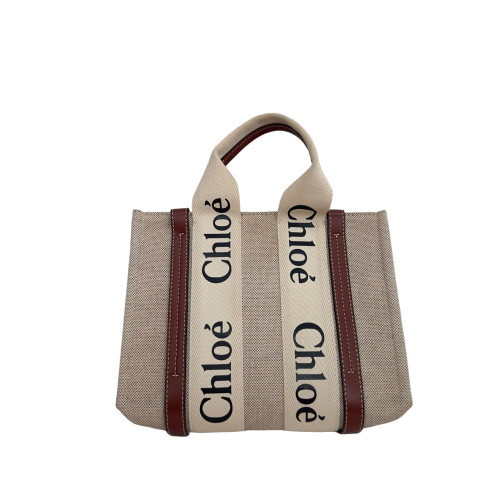 Chloe Tote Bag Canvas Calfskin Beige Brown Black