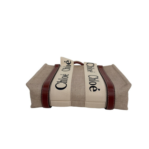 Chloe Tote Bag Canvas Calfskin Beige Brown Black