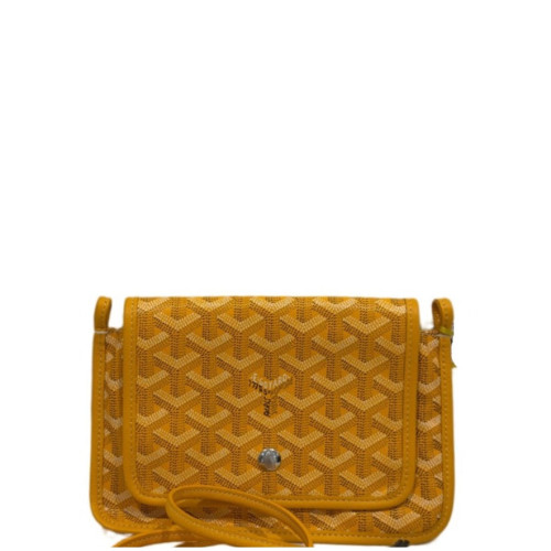 Goyard Wallet On Strap Goyardine Yellow Brown White