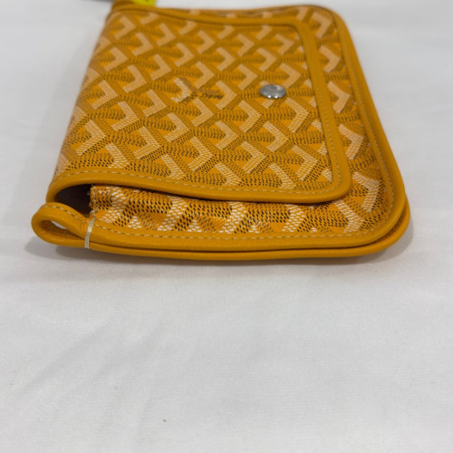 Goyard Wallet On Strap Goyardine Yellow Brown White