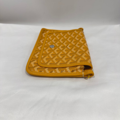 Goyard Wallet On Strap Goyardine Yellow Brown White
