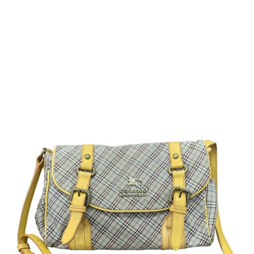 Burberry Messenger Calfskin House Check Grey Yellow Black