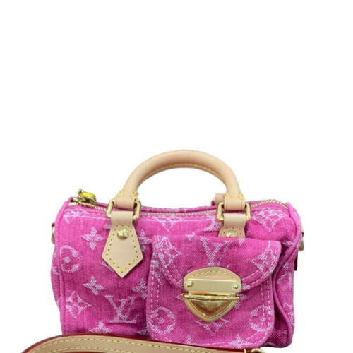 Louis Vuitton Nano Speedy Bandouliere Denim Monogram Pink