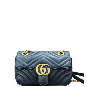 Gucci Matelasse Mini GG Marmont Calfskin Black