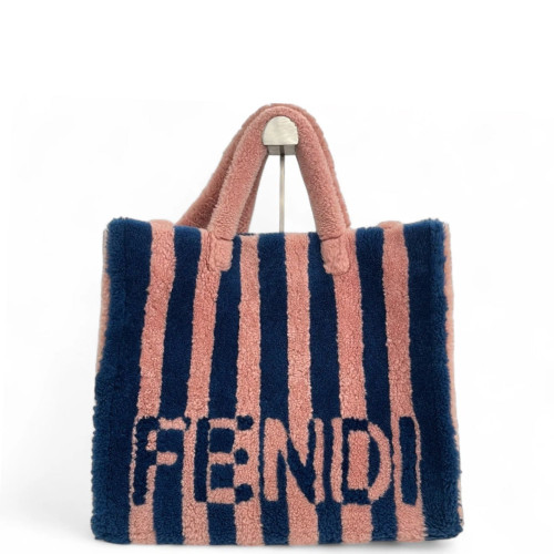 Fendi Tote Bag Faux Fur Pink Blue Fendi Tote Bag Faux Fur Pink Blue