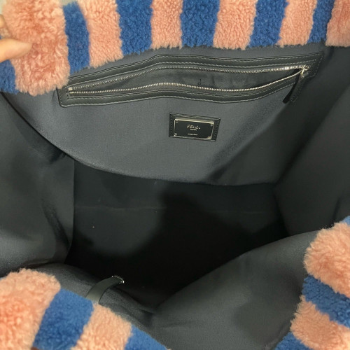 Fendi Tote Bag Faux Fur Pink Blue Fendi Tote Bag Faux Fur Pink Blue