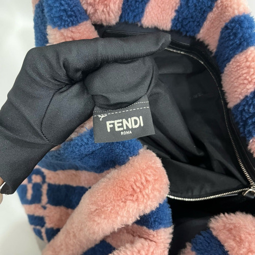 Fendi Tote Bag Faux Fur Pink Blue Fendi Tote Bag Faux Fur Pink Blue
