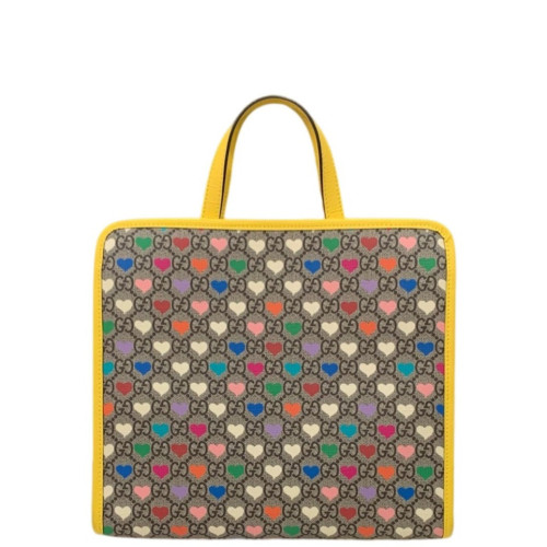 Gucci Children's Printed Tote Bag Canvas Yellow Beige