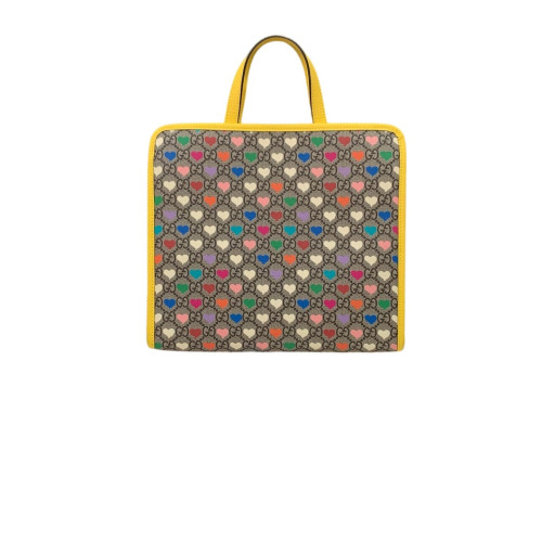 Gucci Children's Printed Tote Bag Canvas Yellow Beige