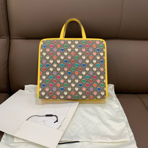 Gucci Children's Printed Tote Bag Canvas Yellow Beige