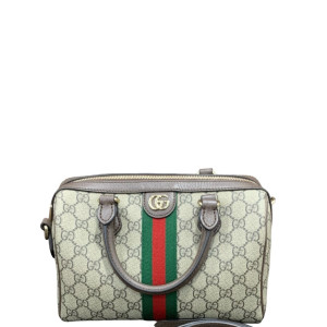 Gucci Boston Bag GG Supreme Monogram Beige Brown Green