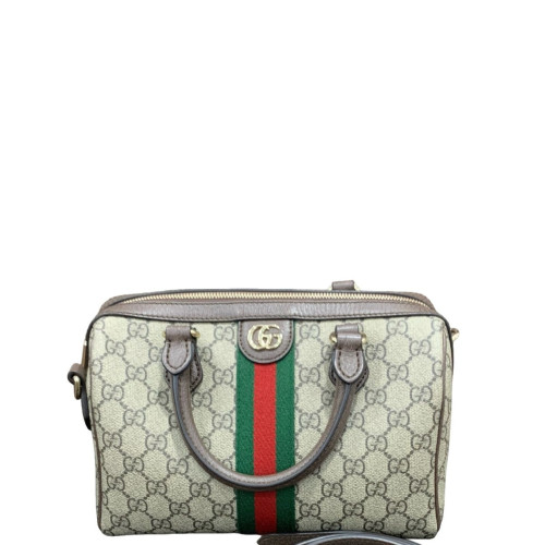 Gucci Boston Bag GG Supreme Monogram Beige Brown Green