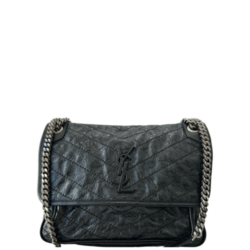 Yves Saint Laurent Medium Niki Chain Pull Up Leather Black