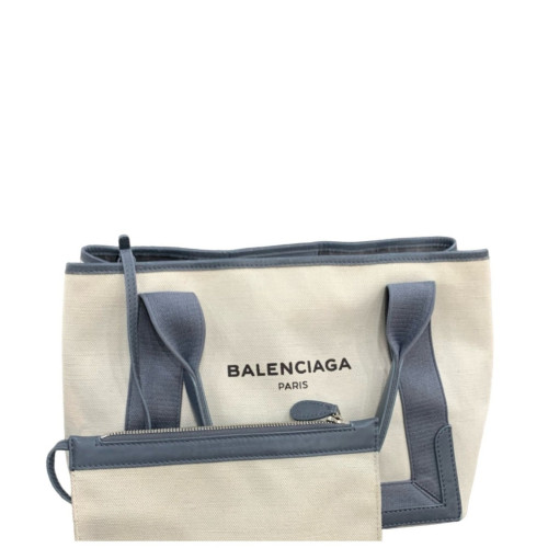 Balenciaga Tote Bag Canvas Beige Blue
