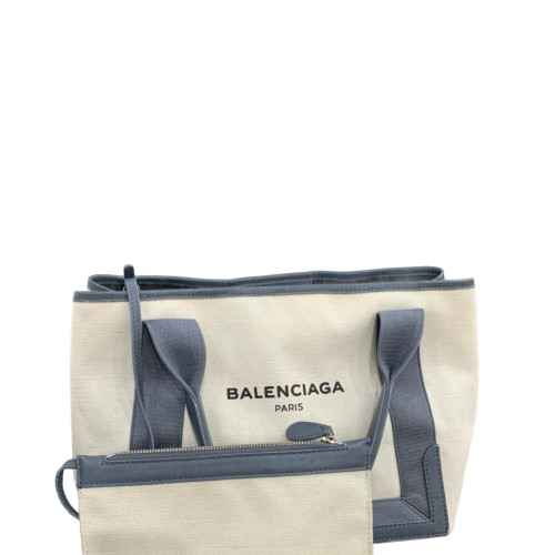 Balenciaga Tote Bag Canvas Beige Blue