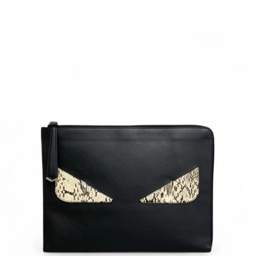 Fendi Clutch Calfskin Snake Embossed Calfskin Black Fendi Clutch Calfskin Snake Embossed Calfskin Black