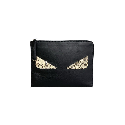 Fendi Clutch Calfskin Snake Embossed Calfskin Black Fendi Clutch Calfskin Snake Embossed Calfskin Black