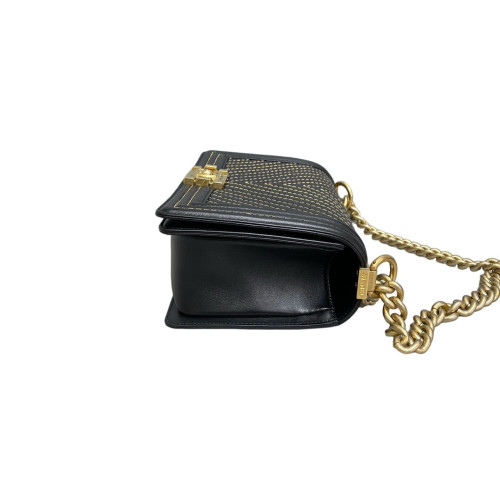 Chanel Chevron Quilted Medium Boy Flap Calfskin Black
