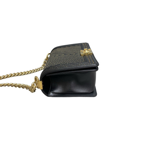 Chanel Chevron Quilted Medium Boy Flap Calfskin Black
