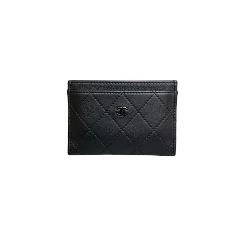 Chanel Quilted Card Holder Calfskin Black