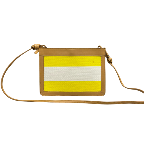 Balenciaga Shoulder Bag Canvas Calfskin Yellow Khaki White