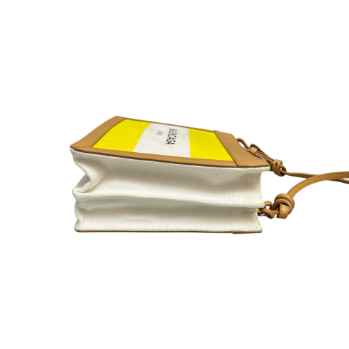 Balenciaga Shoulder Bag Canvas Calfskin Yellow Khaki White