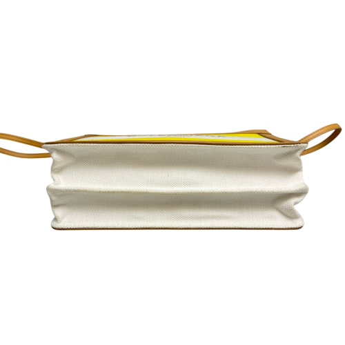 Balenciaga Shoulder Bag Canvas Calfskin Yellow Khaki White