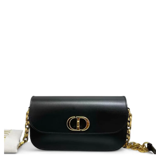 Dior 30 Montaigne Chain Flap Bag Small Smooth Calfskin Black