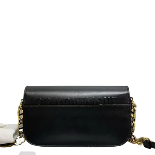 Dior 30 Montaigne Chain Flap Bag Small Smooth Calfskin Black