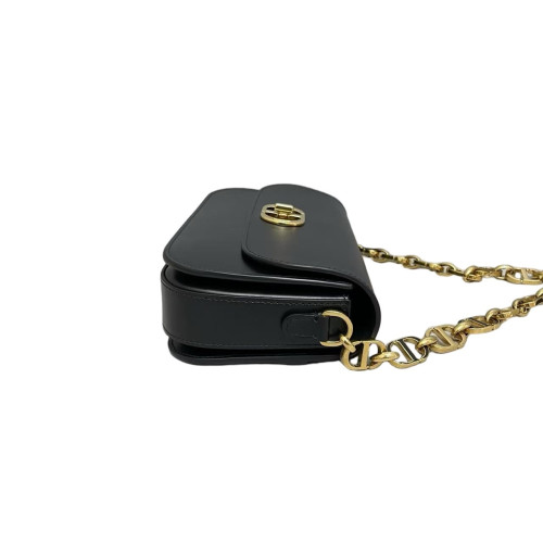 Dior 30 Montaigne Chain Flap Bag Small Smooth Calfskin Black