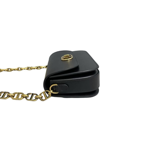 Dior 30 Montaigne Chain Flap Bag Small Smooth Calfskin Black