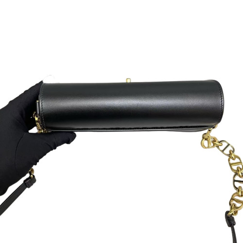 Dior 30 Montaigne Chain Flap Bag Small Smooth Calfskin Black