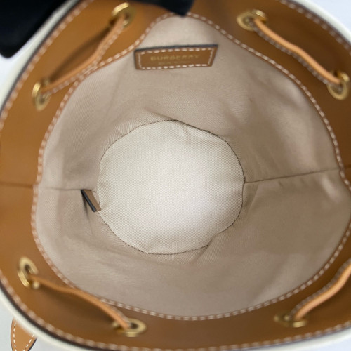 Burberry Bucket Canvas Calfskin White Brown