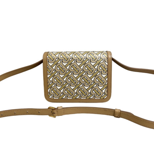 Burberry Crossbody Bag Mongram Calfskin White Light Brown Brown