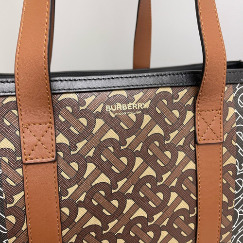 Burberry Tote Bag Mongram Calfskin Brown White Black