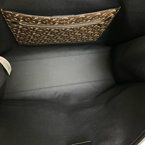 Burberry Tote Bag Mongram Calfskin Brown White Black