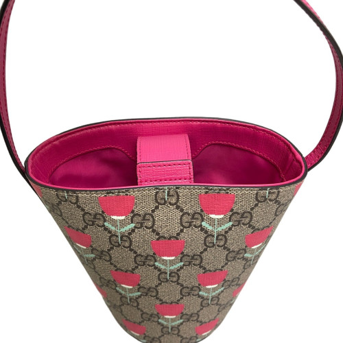Gucci Bucket GG Supreme Monogram Beige Brown Pink