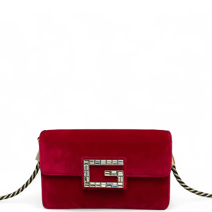 Gucci Crystal Embellished Crossbody Bag Velvet Red