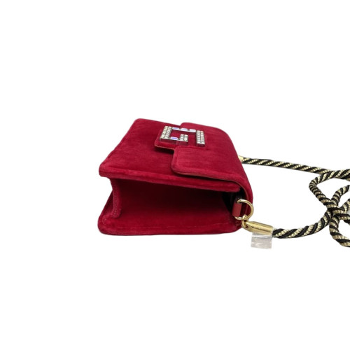 Gucci Crystal Embellished Crossbody Bag Velvet Red