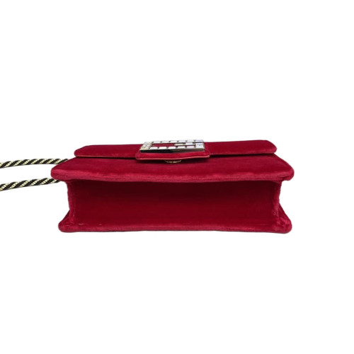 Gucci Crystal Embellished Crossbody Bag Velvet Red