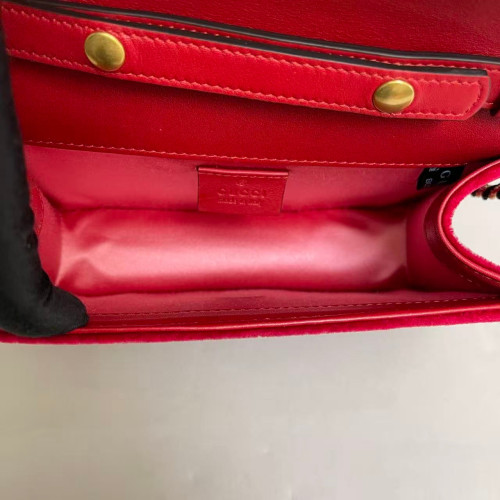 Gucci Crystal Embellished Crossbody Bag Velvet Red