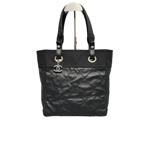 Chanel Quilted Tote Bag Cowhide Black