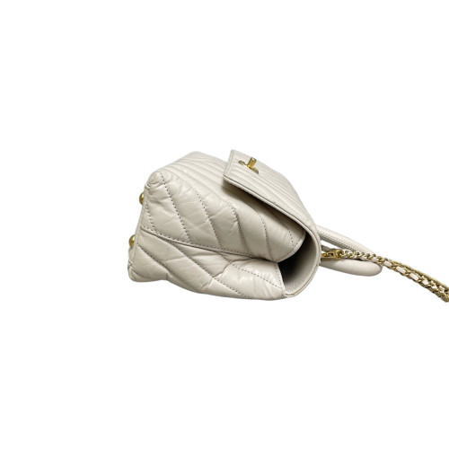 Chanel Chevron Quilted Small Coco Handle Grained Calfskin Light Grey Chanel Chevron Quilted Small Coco Handle Grained Calfskin Light Grey