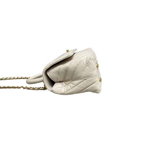 Chanel Chevron Quilted Small Coco Handle Grained Calfskin Light Grey Chanel Chevron Quilted Small Coco Handle Grained Calfskin Light Grey