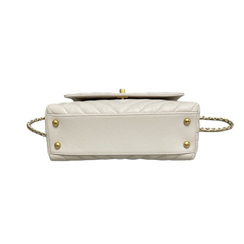 Chanel Chevron Quilted Small Coco Handle Grained Calfskin Light Grey Chanel Chevron Quilted Small Coco Handle Grained Calfskin Light Grey