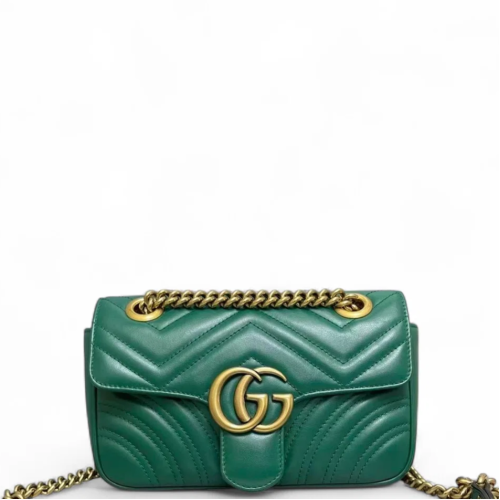 Gucci Chevron Mini GG Marmont Calfskin Emerald Green Gucci Chevron Mini GG Marmont Calfskin Emerald Green