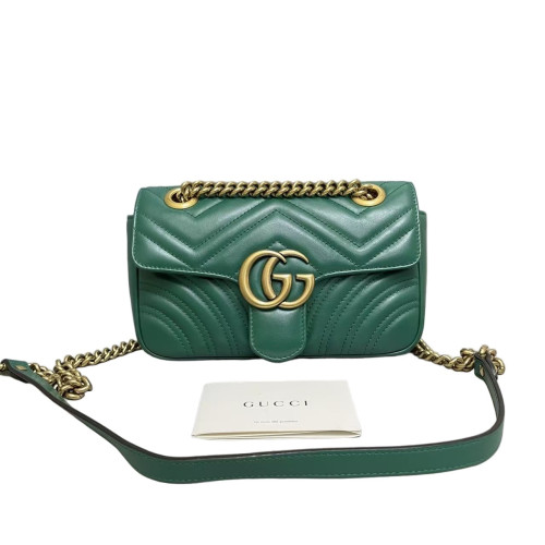 Gucci Chevron Mini GG Marmont Calfskin Emerald Green Gucci Chevron Mini GG Marmont Calfskin Emerald Green