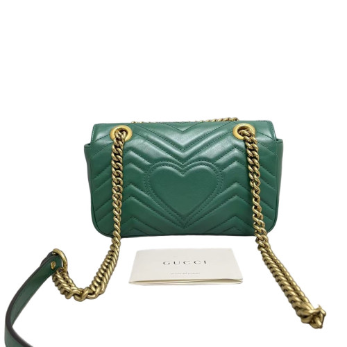 Gucci Chevron Mini GG Marmont Calfskin Emerald Green Gucci Chevron Mini GG Marmont Calfskin Emerald Green