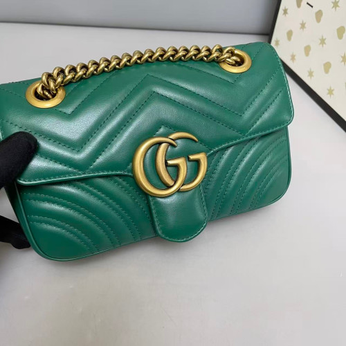 Gucci Chevron Mini GG Marmont Calfskin Emerald Green Gucci Chevron Mini GG Marmont Calfskin Emerald Green